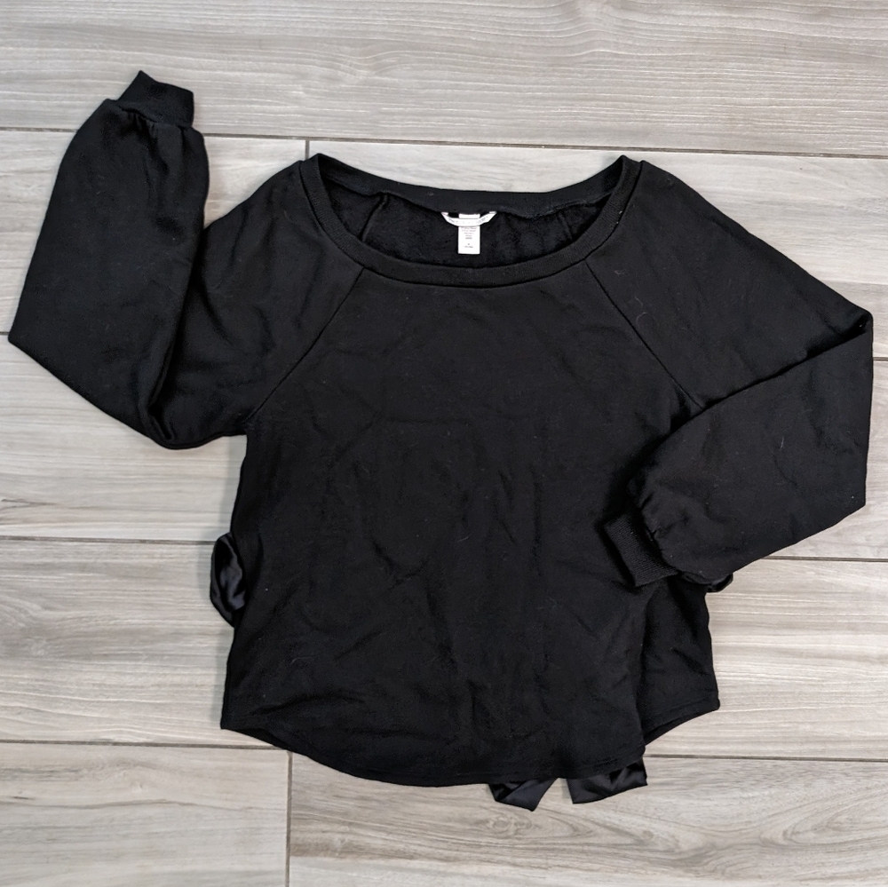 Victoria's Secret Boat Neck, Balloon Sleeve Sweatshirt with Satin Tie